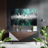 City Silhouette Brushed Aluminum Dibond Wall Art.